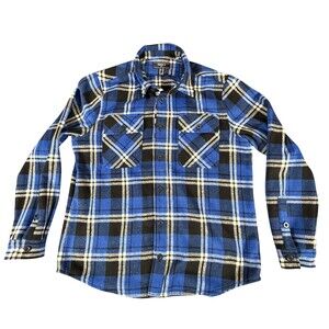Forever 21 Shirt Mens XL Blue Plaid Flannel Button Front Long Sleeve Casual
